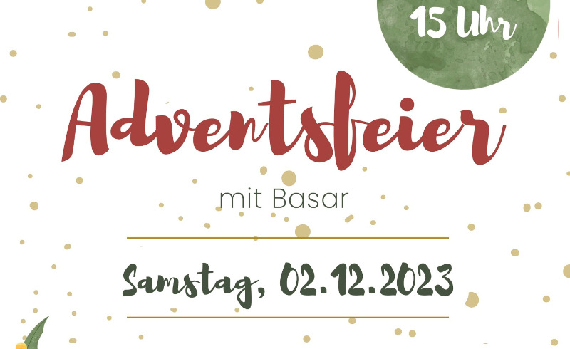 Einladung zur Adventsfeier mit Basar am 2. Dez. 2023 ab 15 Uhr im Goetheviertel